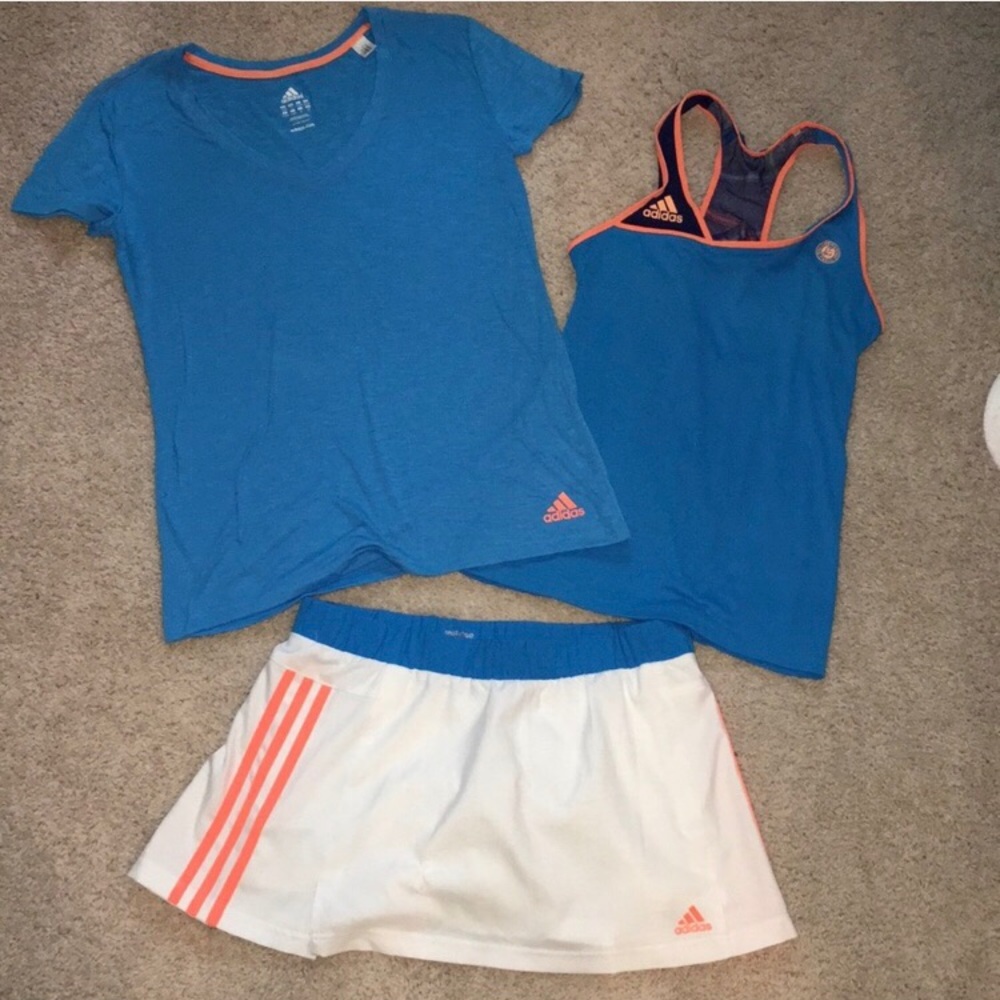 Adidas tennis skirt and 2 tops